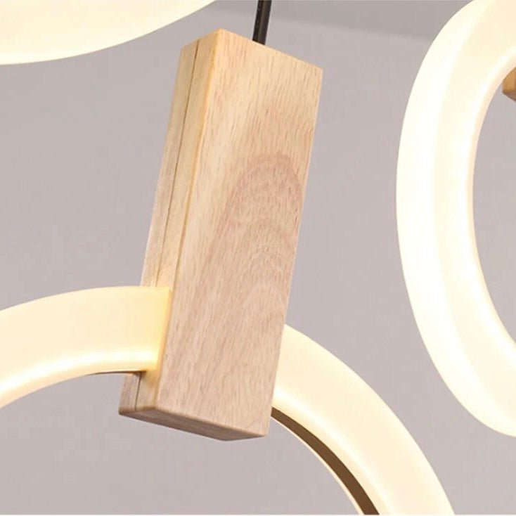 Modern Ring Chandelier White Wood Circle Design - Product detail 15