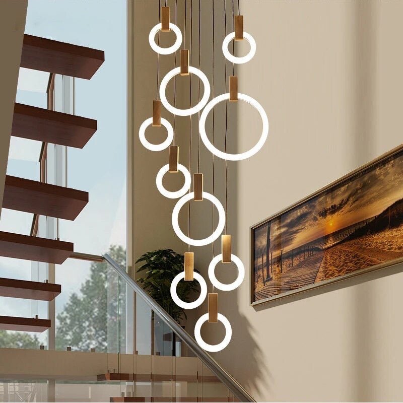 Modern Ring Chandelier White Wood Circle Design - Product detail 5