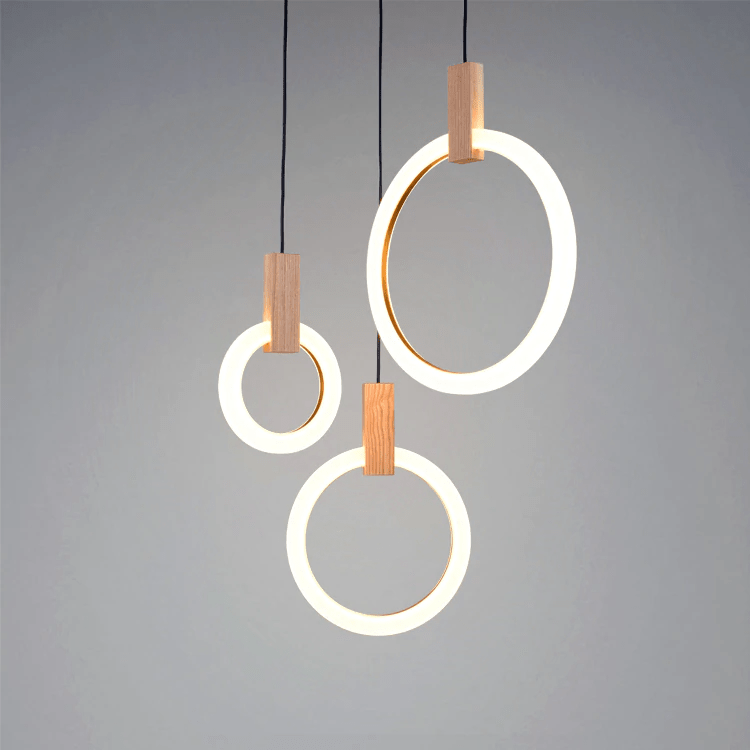 Modern Ring Chandelier White Wood Circle Design - Product detail 13