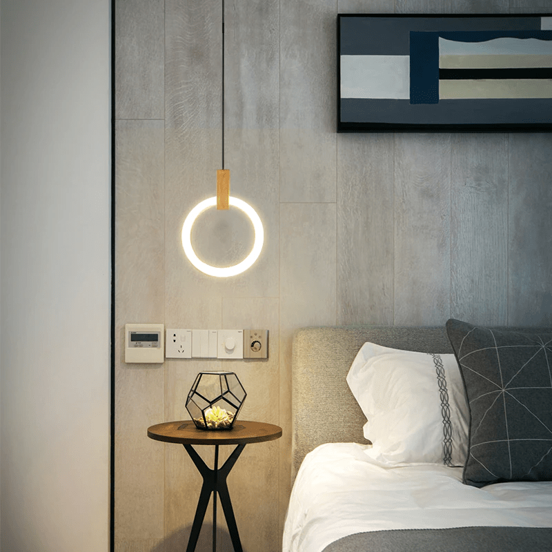 Modern Ring Chandelier White Wood Circle Design - Product detail 10