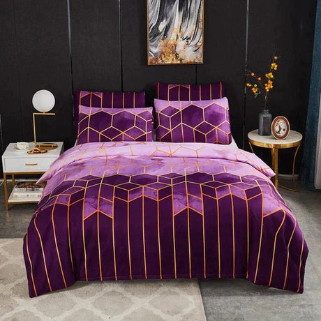 Geometric Cotton Duvet Cover  Burgundy Gold Pattern - Product detail 6