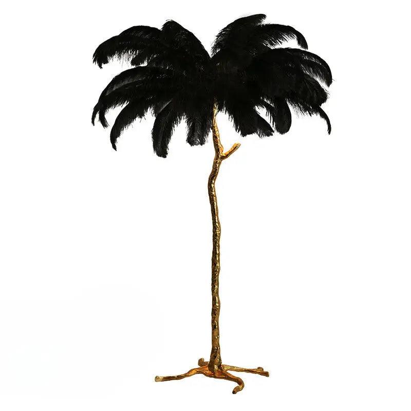 Nordic Feather Floor Lamp Pink Ostrich Plume Gold Stand - Product detail 7