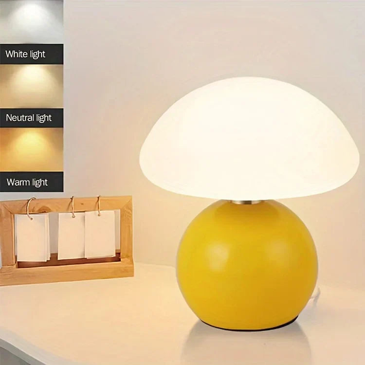 Modern Mushroom Table Lamp White Ceramic Globe Base - Product detail 7