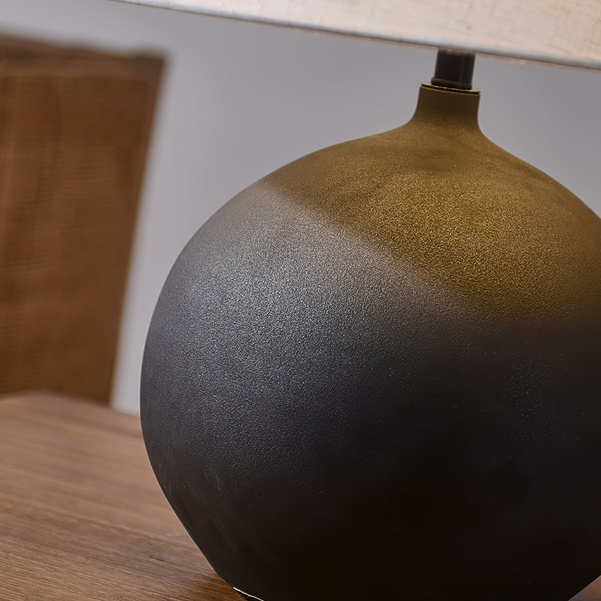Ceramic Table Lamp Matte Black Base with Linen Shade - Product detail 15