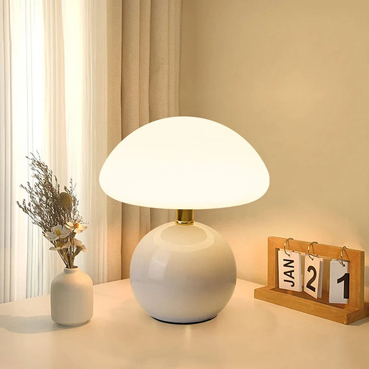Modern Mushroom Table Lamp White Ceramic Globe Base - Product detail 8