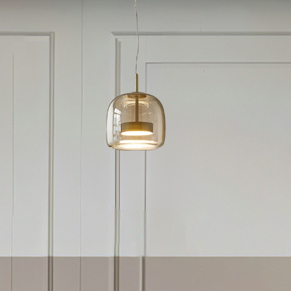 Modern Glass Pendant Light  Amber Dome Shade - Product detail 8