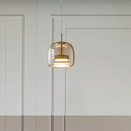 Modern Glass Pendant Light  Amber Dome Shade - Product detail 8