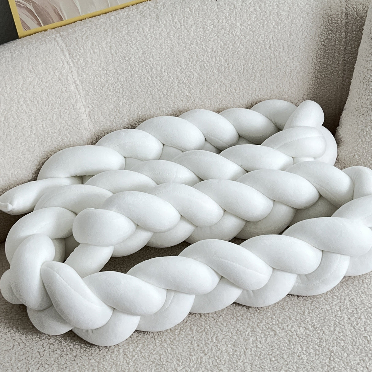 Braided Floor Cushion Chunky Knit Design in Cream - Product detail 4