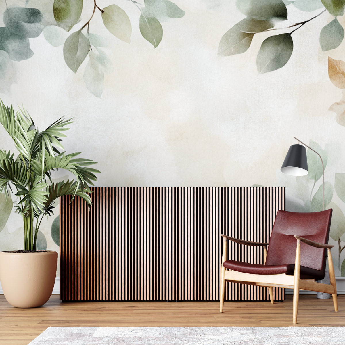 Botanical Mural Wallpaper | Watercolor Leaves and Branches