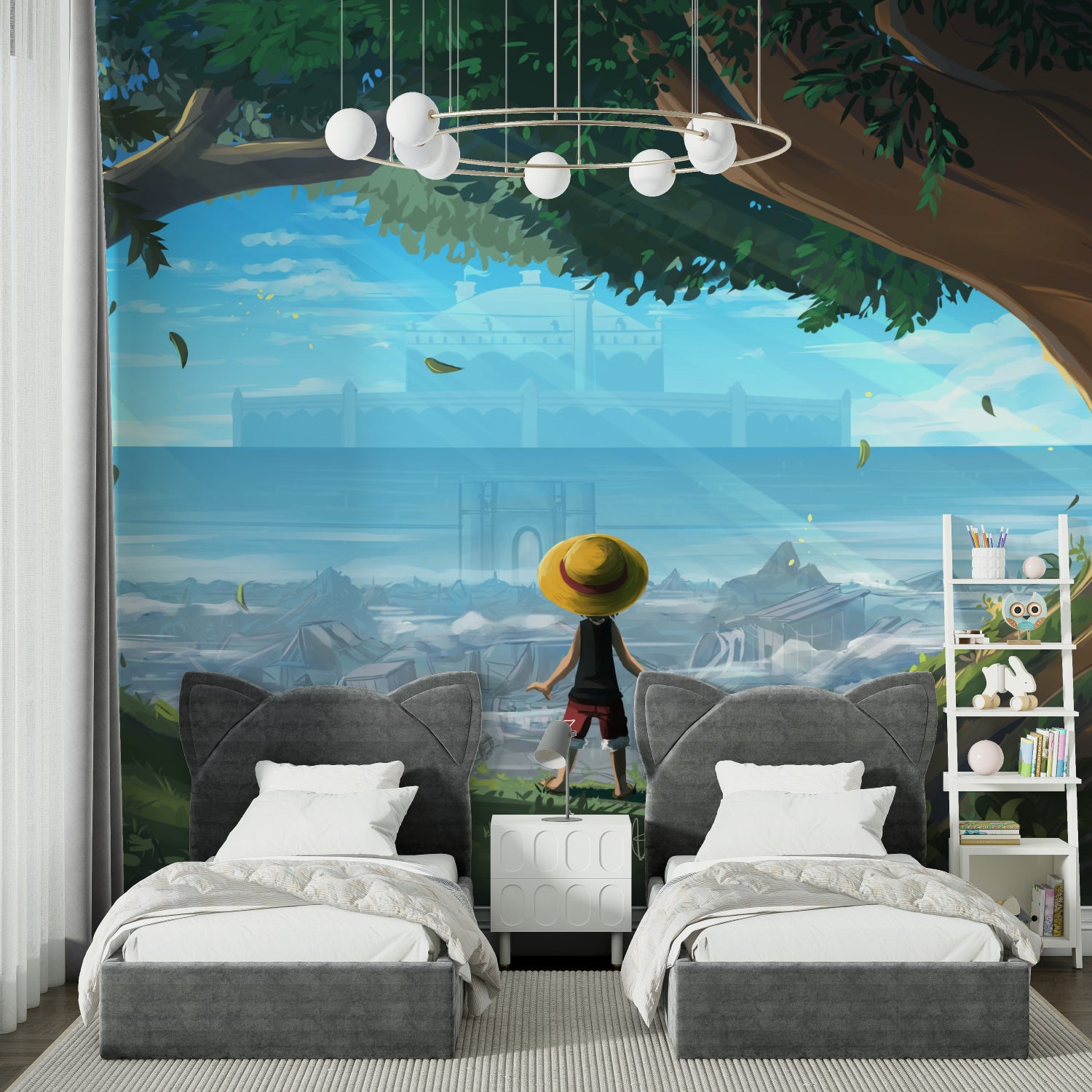 Dreamy Castle Wallpaper adding depth to small bedroom corner