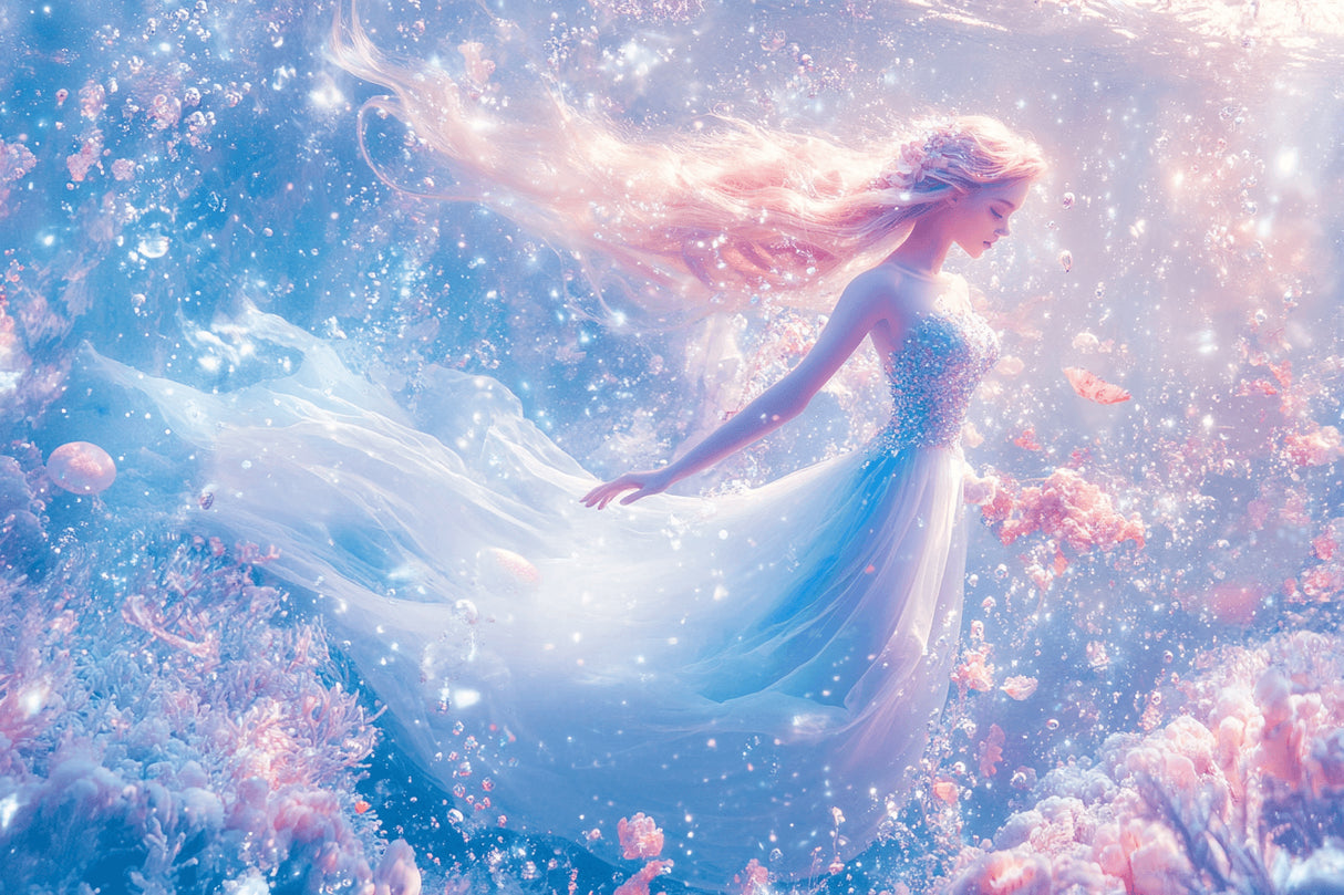 Princess fantasy wallpaper design file showing detailed pattern with flowing movement and sparkles