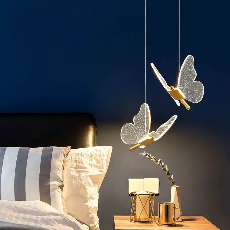 Modern Butterfly Pendant Light Acrylic Wing Design - Detailed view