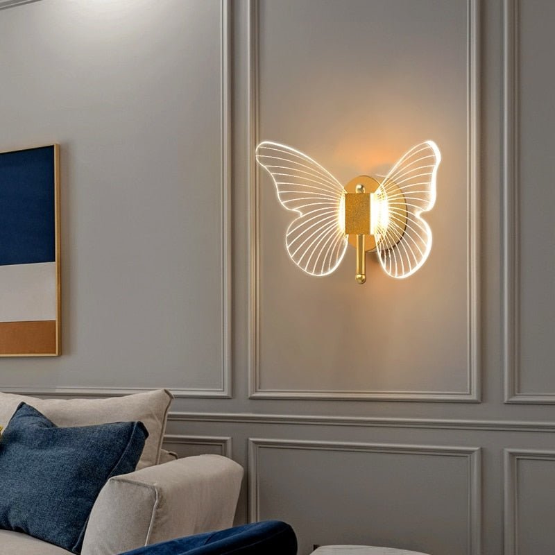 Butterfly Wall Light Acrylic Wings Gold Frame - Product detail 4