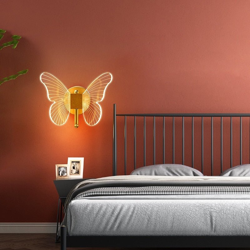 Butterfly Wall Light Acrylic Wings Gold Frame - Product detail 5