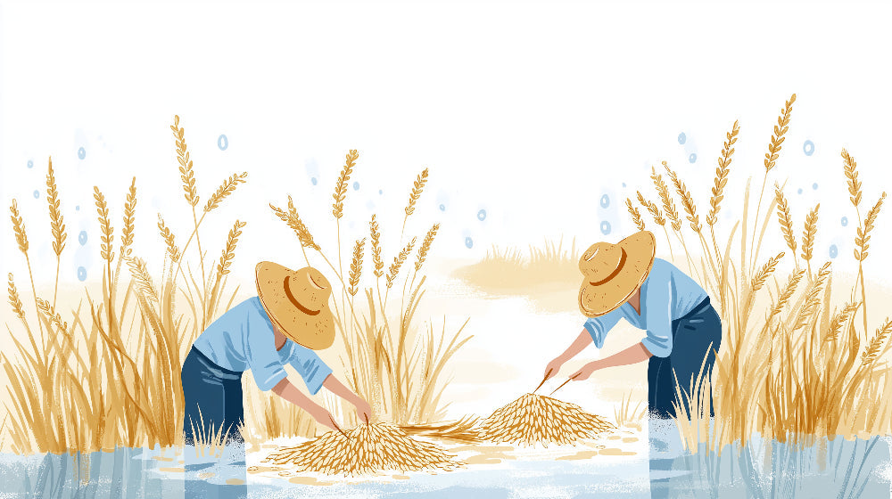 Golden wheat harvest design file showing detailed wheat stalks and pastoral farm scene pattern