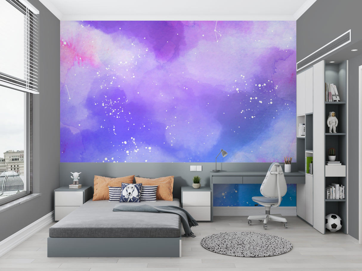 Fashion illustration mural transforming home office into creative studio space