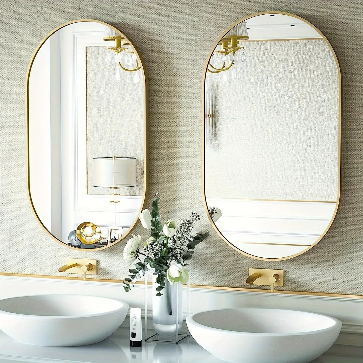 Modern Oval Wall Mirror Black Frame Design - Product detail 7