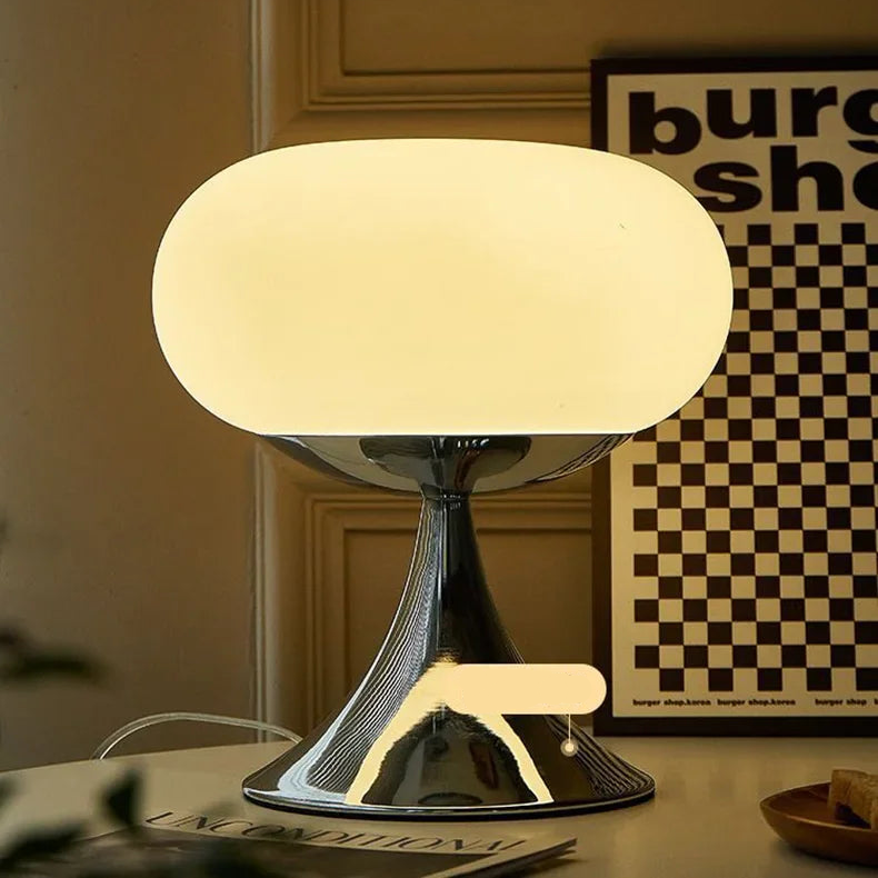 Vintage Table Lamp Glass Stone Mushroom Design - Detailed view