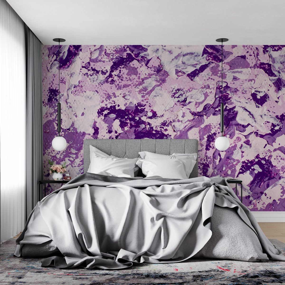 Abstract Mural Wallpaper | Purple Paint Splash Design
