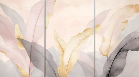 Abstract feather wallpaper design file showing detailed pink and gold pattern