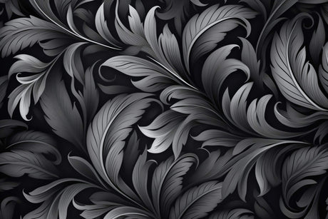Black and grey feather pattern design file showing intricate art nouveau motifs and precise details