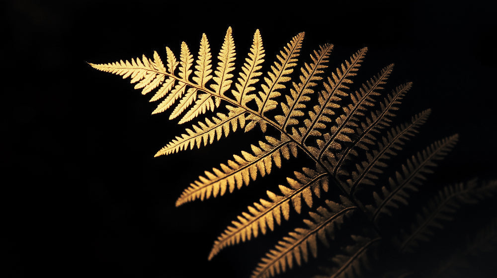 Black and gold fern wallpaper design file showing detailed botanical pattern