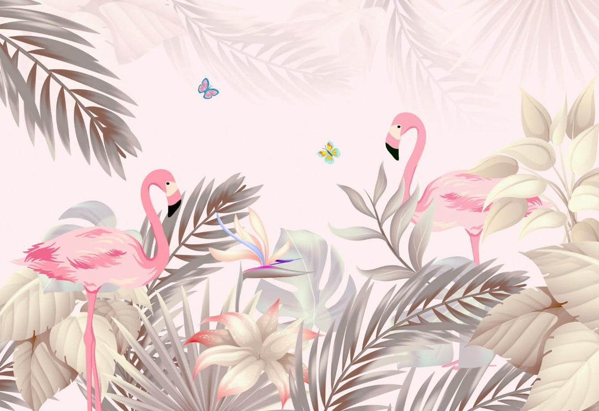 Flamingo and butterfly design file showing detailed tropical pattern and soft color palette