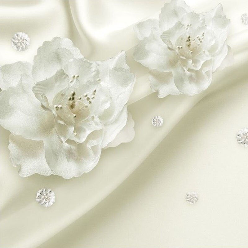 White elegant blooms wallpaper design file showing intricate 3D floral pattern details