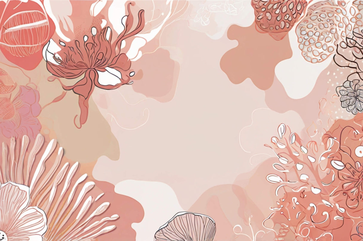 Abstract floral design file showing delicate line art and organic shapes in terracotta tones