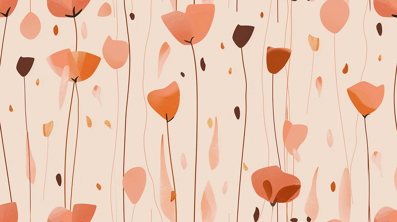 Abstract terracotta flowers wallpaper design file showing intricate pattern details