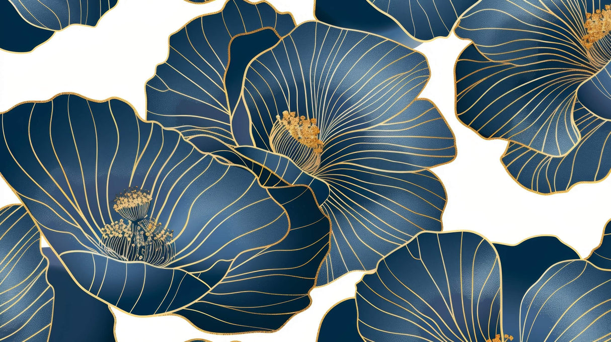 Art deco floral pattern design file showing intricate gold details on navy background
