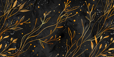 Black and gold floral art deco wallpaper design file showing intricate pattern details