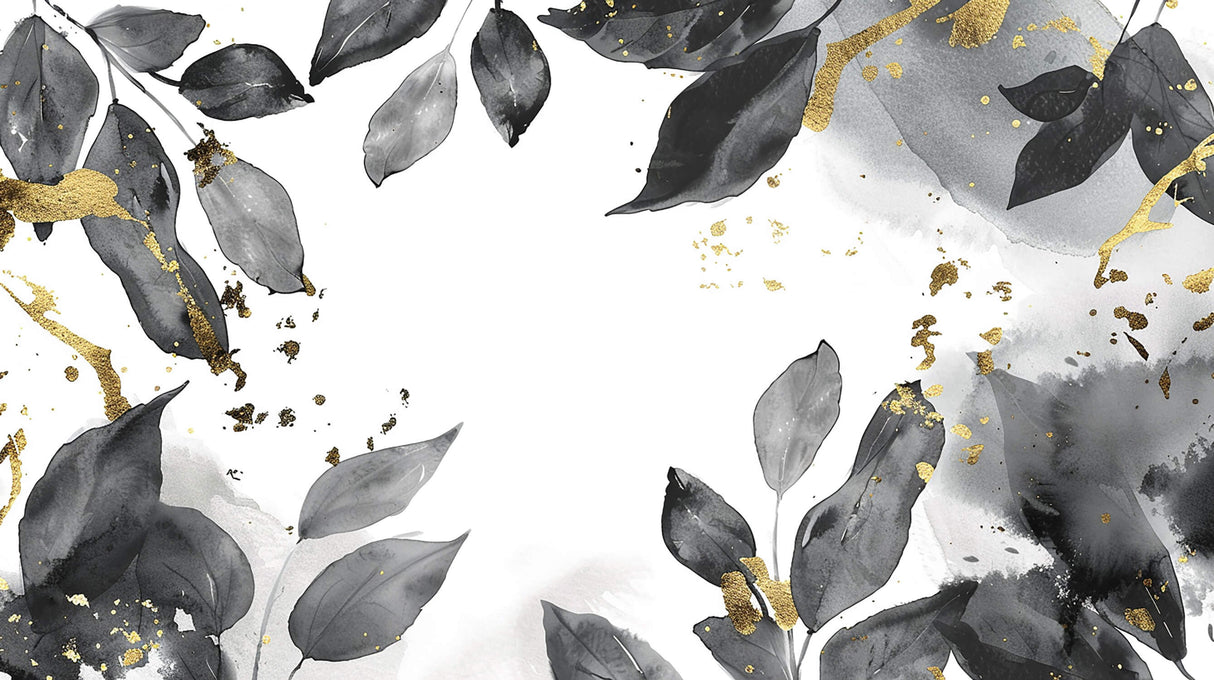 Black and gold leaves design file showing intricate botanical pattern and metallic details