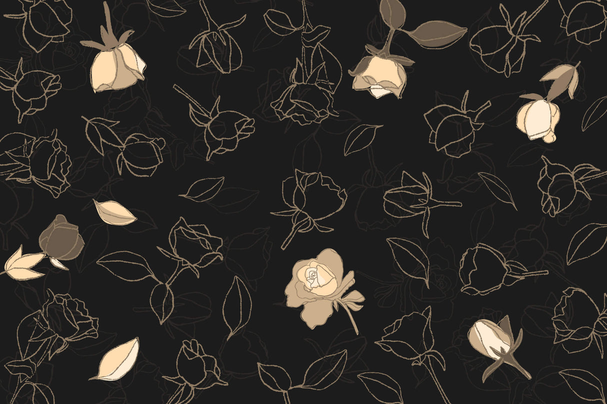 Black and gold rose pattern design file showing intricate floral details