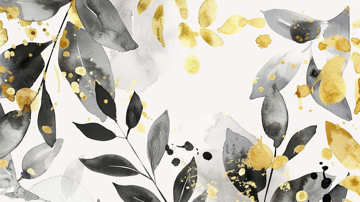 Black and gold watercolor leaf design file showing intricate pattern details