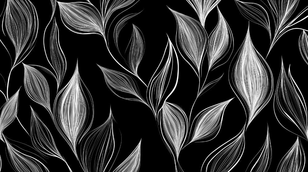 Black and white leaf pattern design file showing detailed botanical illustration pattern