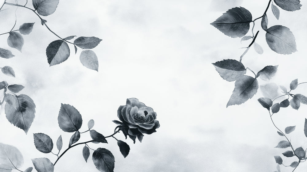 Black and white rose wallpaper design file showing detailed botanical pattern and intricate rose illustrations