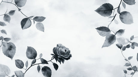 Black and white rose wallpaper design file showing detailed botanical pattern and intricate rose illustrations