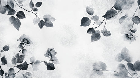 Black and white rose pattern design file showing intricate floral details and shadows