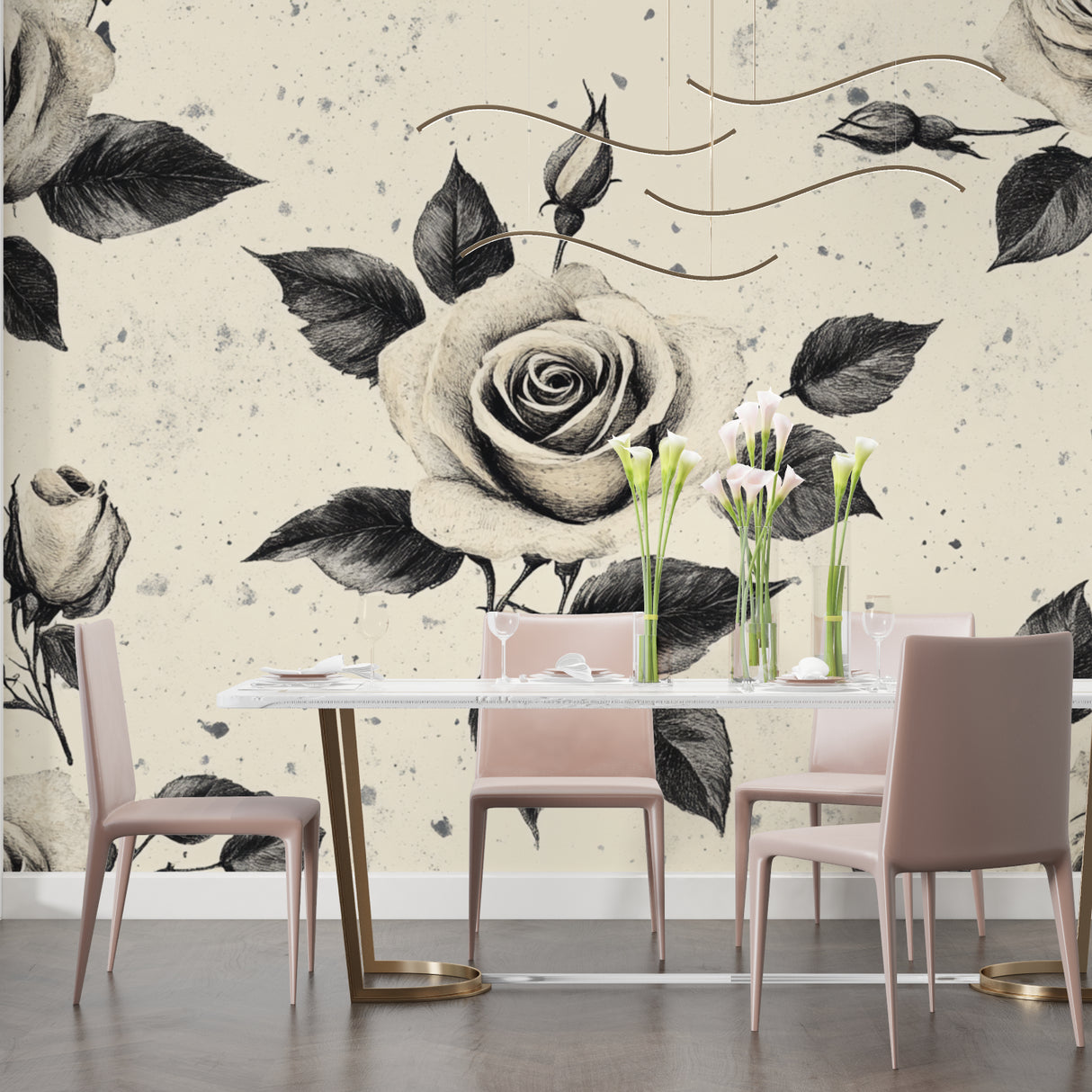 Vintage rose wall mural enhancing boutique retail space