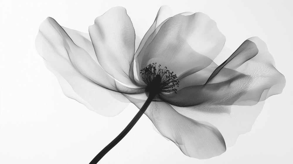 Black and White X-Ray Flower design file showing detailed botanical art pattern