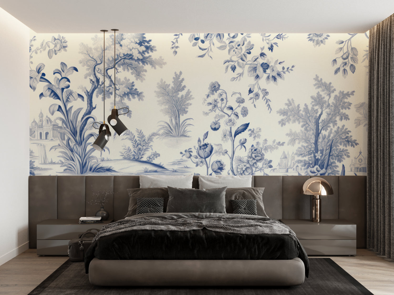 French botanical pattern bringing elegance to hallway