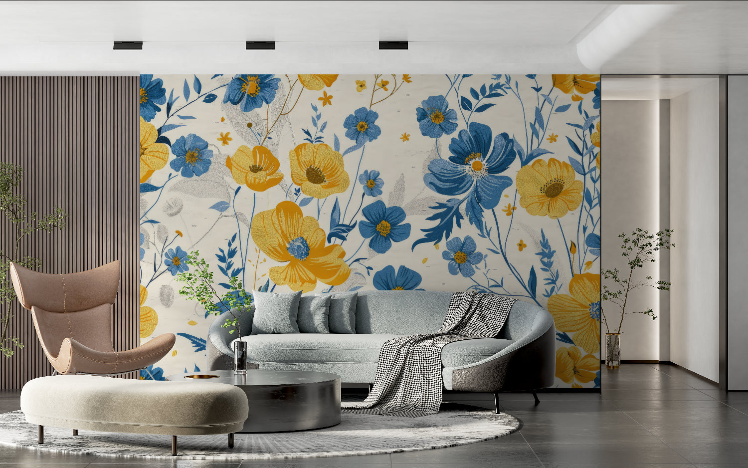 Floral Wall Mural adding charm to entryway