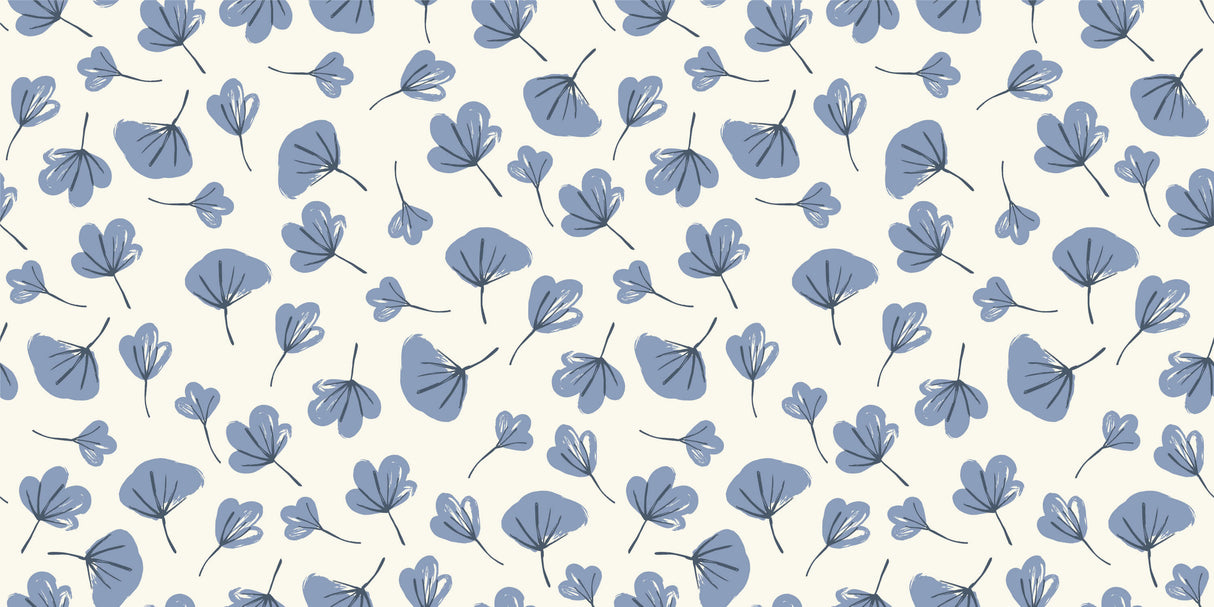 Blue leaves on beige background design file showing pattern detail and scale