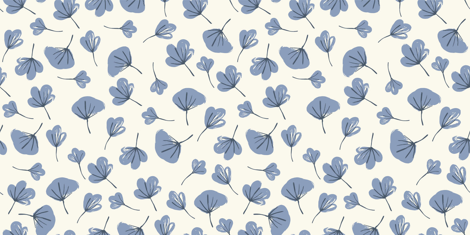 Blue leaves on beige background design file showing pattern detail and scale