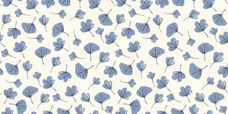 Blue leaves on beige background design file showing pattern detail and scale