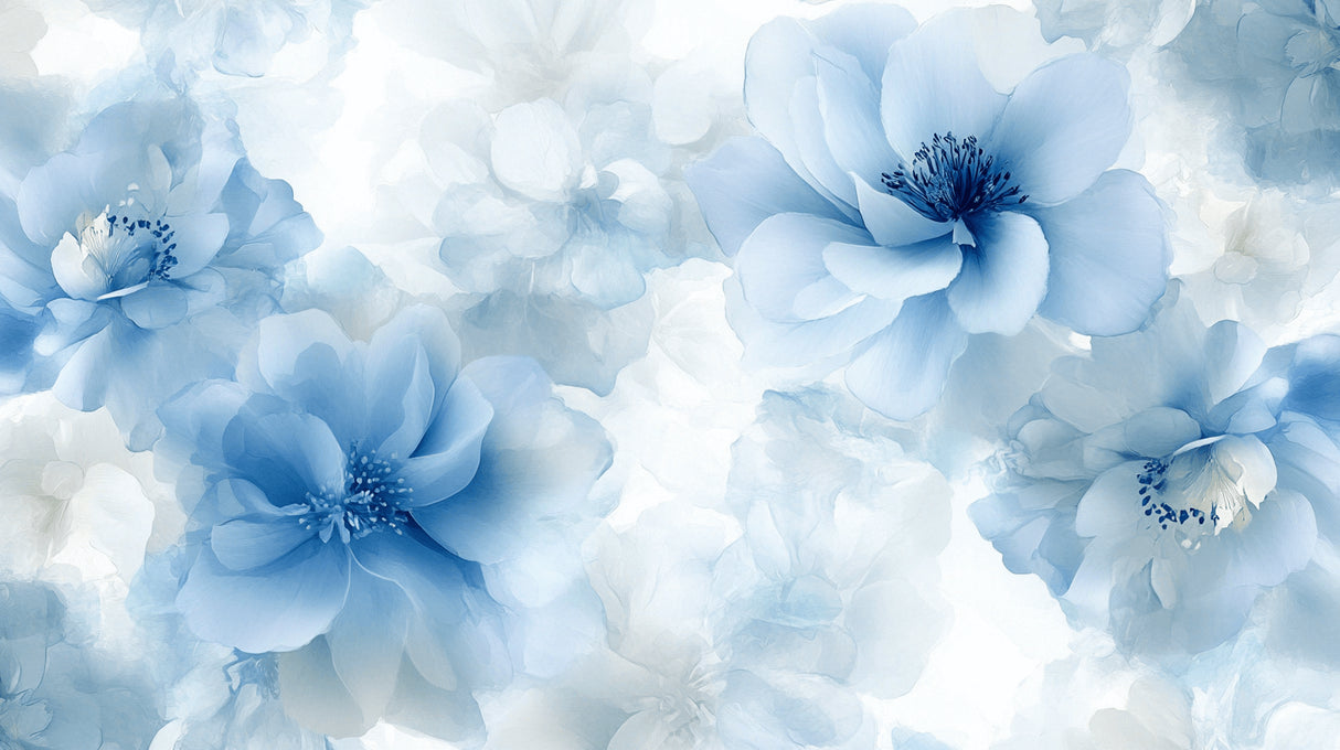 Blue Watercolor Floral Wallpaper design file showing intricate bloom pattern and true colors