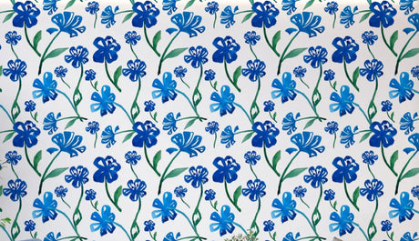 Design file of blue watercolor flower pattern showing detailed bloom arrangement