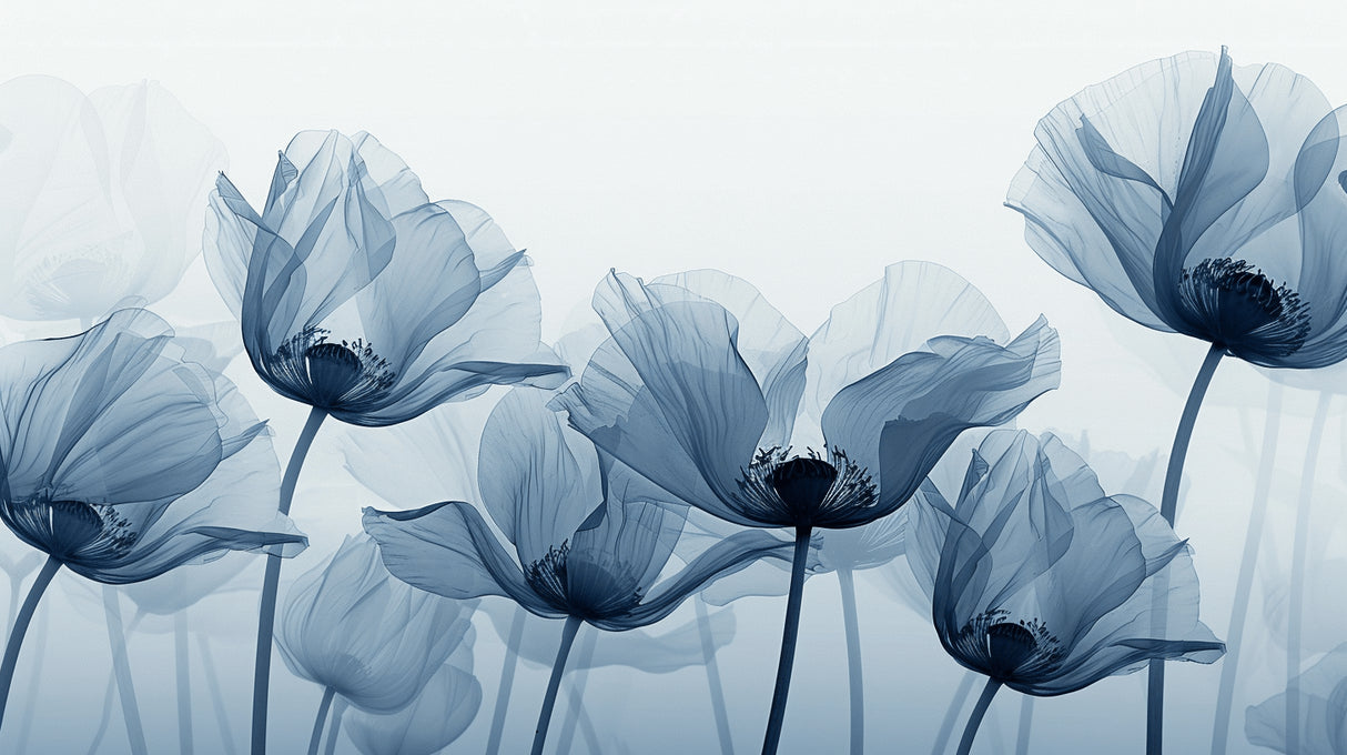 Blue watercolor poppy design file showing detailed flower pattern and texture