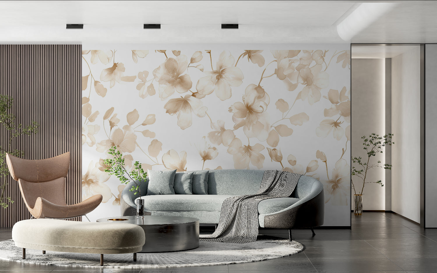 Watercolor bloom wallpaper bringing sophistication to an entryway
